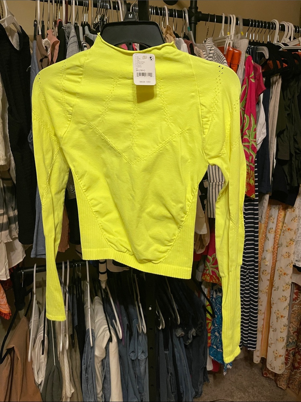 FP Movement by Free People Neon Yellow Long-Sleeve Mock Neck Sweater